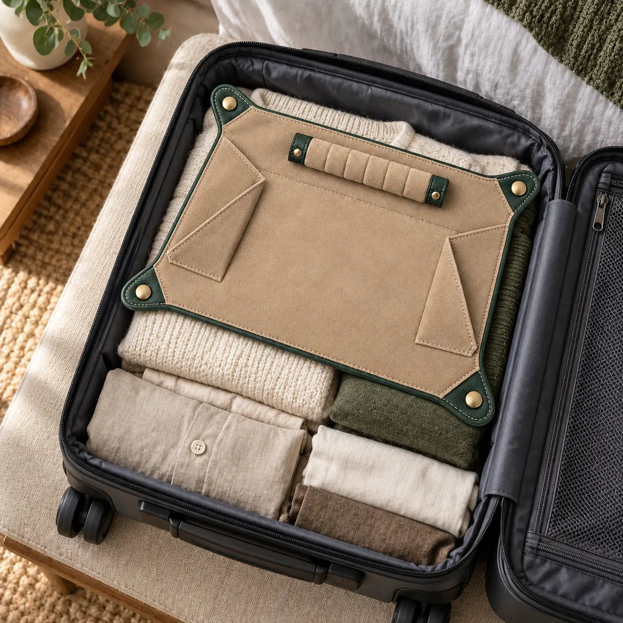 NestFold packed in a suitcase