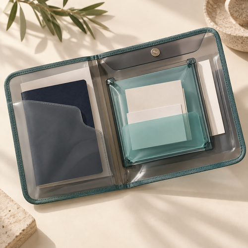 AirPocket Document Case in sea-glass teal and smoke gray