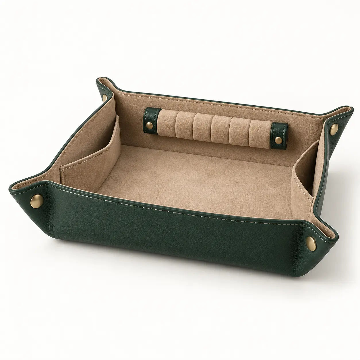 Velnoriva AirPocket Document Case | Slim Travel Document Organizer in forest green and sand microsuede